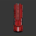 Red 3D Rendered Fire Truck With Ladder And Number 7 On Body