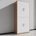 Modern Contemporary Bookcase With White Doors Wooden Frame And Metal Handles