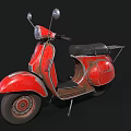 Red Vintage Scooter With Black Seat And Rearview Mirrors Design