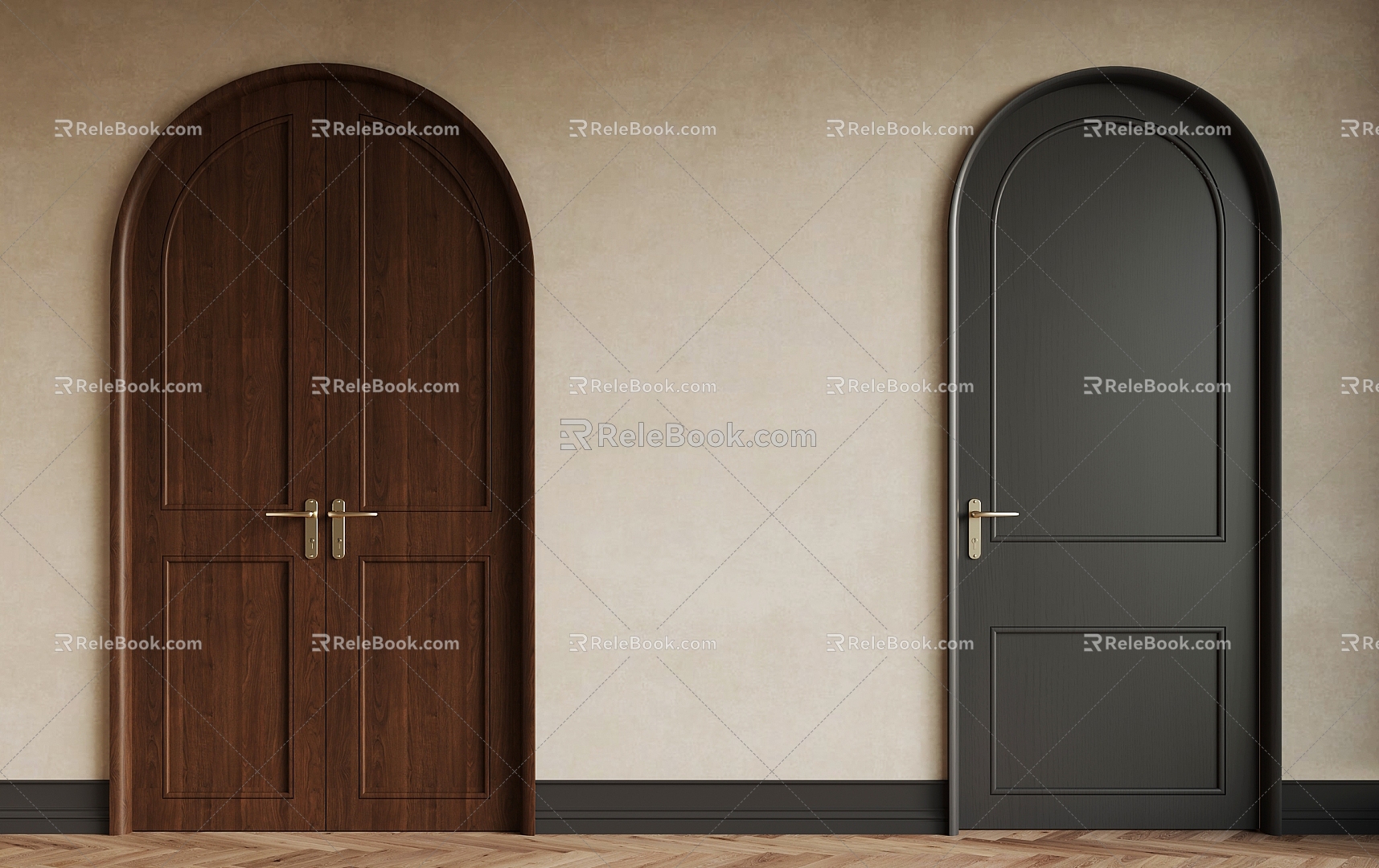 French Antique Door Single Door Interior Door Double Door 3d model