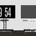 Two Flat Screen TVs on Black and White Modern Stands in Interior Space 3d model