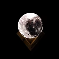 Moon Shaped Lamp with Wooden Base and Illuminated Surface for Modern Home Decor