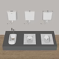 Modern White Squat Toilets With Wall Mounted Cisterns And Grey Platform Design 3d model