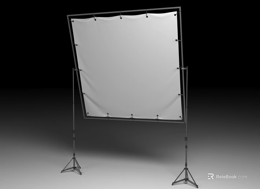Commercial Equipment White Backdrop Screen With Metal Frame Stand For Business Use 3d model 