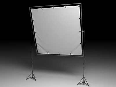 Commercial Equipment White Backdrop Screen With Metal Frame Stand For Business Use 3d model
