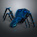 Detailed Blue Spider 3D Model With Glowing Eyes And Spiked Legs