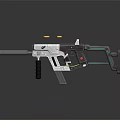 Futuristic Weapon With Sleek Metallic Rifle Structure And Blue Neon Accents