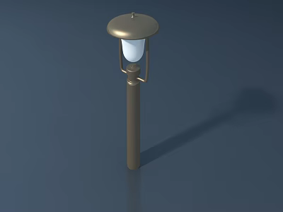 Outdoor Garden Light With Modern Metal Pole And Round Lampshade Design 3d model