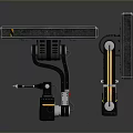 Game Movie Character Industrial Sci Fi Mechanical Platform And Black Coil Device With Yellow Stripe