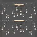 Contemporary Modern Chandelier Design With Blue Glass Pendant Lights And Gold Metal Hanging Frames