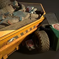 Public Waste Management Facilities With Dumpster Trucks And Trash Bins