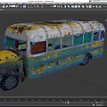 Old Rusty Bus With Faded Yellow And Green Paint And Number 142