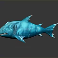 Blue Shark Model With Shiny Surface On Dark Background Showing Reflection