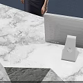 Modern Lobby Reception Desk With Marble Top Welcome Sign And 3D Model Design