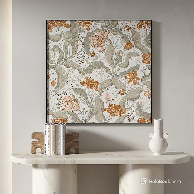 Abstract Floral Art Painting In Soft Tones For Interior Decor 3d model 