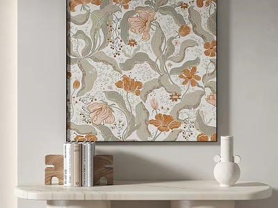 Abstract Floral Art Painting In Soft Tones For Interior Decor 3d model