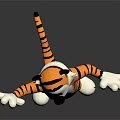 Standing Knitted Tiger Doll With Open Arms Orange Stripes and White Belly