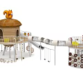 Wooden Animal Themed Playground Equipment With Slides Swings And Climbing Nets