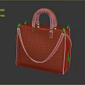 Orange Leather Handbag With Stylish Design Top Handle And Adjustable Shoulder Strap 3d model