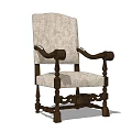 Classic Style Single Sofa with Wooden Frame and Fabric Upholstery Carved Arms and Legs