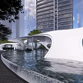 Curvilinear structure of modern gallery 3d model