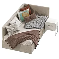Cozy Kids Bed With Soft Pillows And Warm Blankets In Upholstered Design