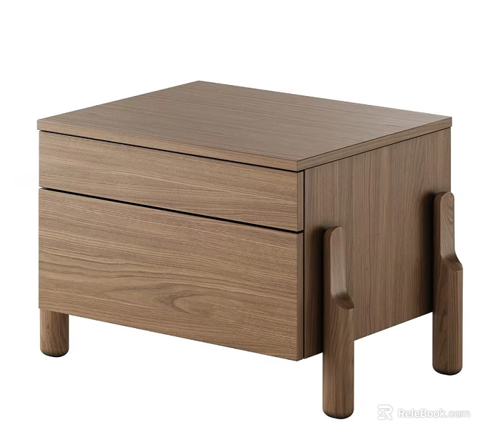 Modern Minimalist Wooden Chest of Drawers With Two Drawers And Slender Legs 3d model 