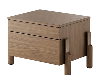 Modern Minimalist Wooden Chest of Drawers With Two Drawers And Slender Legs 3d model