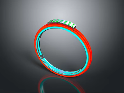Modern Stylish Bracelet With Red And Blue Edges Green Details And Reflective Surface 3d model