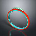 Modern Stylish Bracelet With Red And Blue Edges Green Details And Reflective Surface