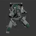 Mechanical Robot Sitting On Dark Chair With Silver Gray And Light Green Metallic Structure