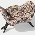 Stylish Cartoon Patterned Fabric Chair With Unique Design And Black Legs