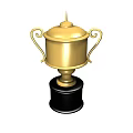 Golden Trophy Award With Two Handles Black Base And Spire On Top