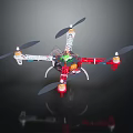 Smart Machine Quadcopter Drone with Red and White Frame and Electronic Components