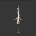Elaborate Metallic Spear Design With Ornate Blade And Decorative Handle