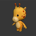Cute Giraffe Stuffed Doll With Yellow Body Red Spots And Red Horns Design