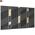 Black Gold Modern Geometric Striped Textured Panel Wall Decor