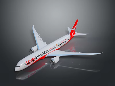 Qantas Aerospace Airplane Model With White Fuselage Red Tail Fin And Wings 3d model