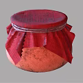 Traditional Rustic Ceramic Wine Bottle Featuring Red Cloth Cover And Knotted Rope Design