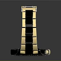 Luxury Wristwatch With Gold And Black Strap Black Dial And Multiple Sub Dials