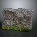 Natural Stone Material with Rough Surface and Green Moss at Bottom 3d model