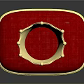 Luxurious Golden Crown Jewelry On Red Velvet Base With Gold Trim And Royal Design