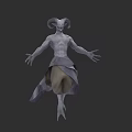 Game Movie Mythical Character With Ram Horns Gray Skin And Outstretched Arms