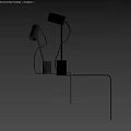 Modern Black and Gold Table Lamps with Curved Arms and Cylindrical Bases