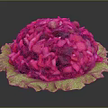 Fresh Colorful Pink Fruit Salad Served On Green Lettuce Leaves