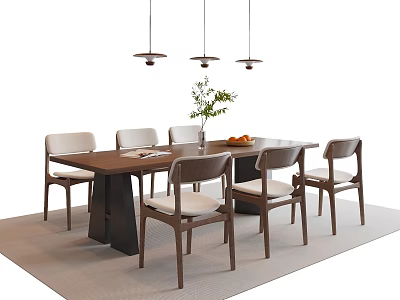 Modern Middle Style Dining Table and Chair 3d model