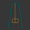 Green Metal Swing Set With Yellow Seat For Kids Outdoor Play Equipment