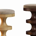 Modern Bar Stools Featuring Layered Ring Structure In Light Wood Dark Brown And Silver Metal