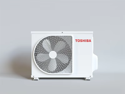 Toshiba White Air Conditioner Fan Outdoor Unit with Efficient Cooling Blades 3d model