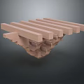 Modern Wooden Block Stacked Structure With Layered Components For Architectural Decoration 3d model